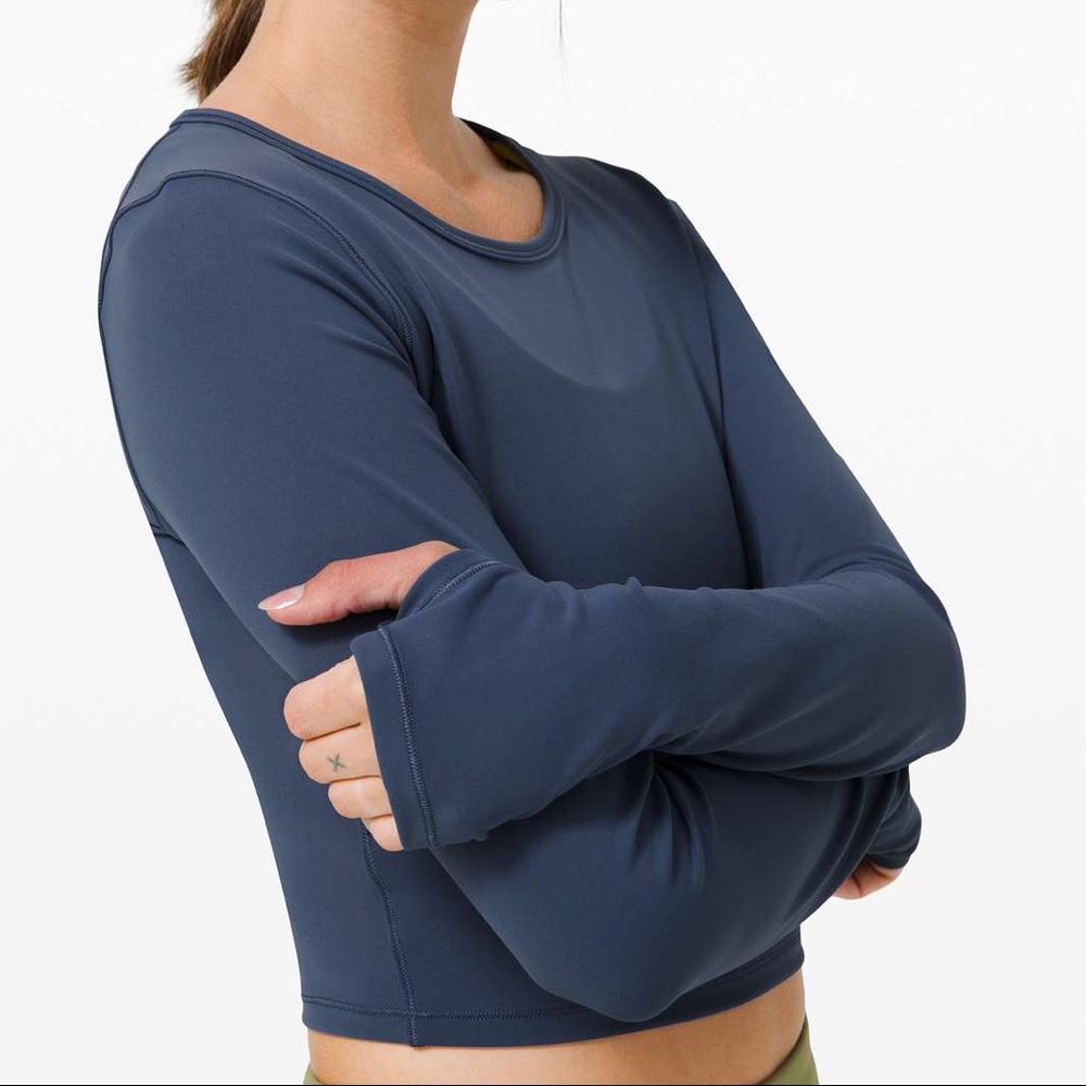 Lululemon Train Cropped Long Sleeve Top Iron Blue